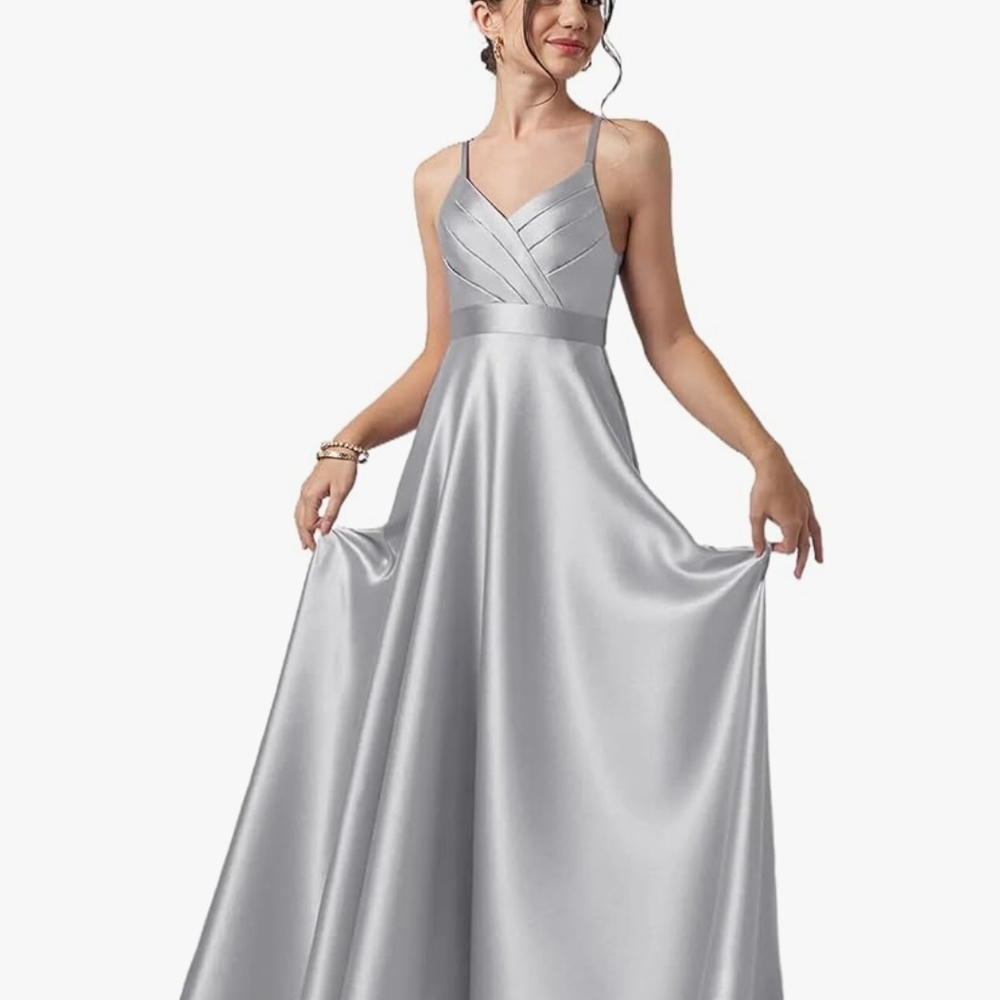 Elegant Silver Evening Gown